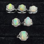 6 PCS Bulk Lot Ethiopian Fire Opal 925 Sterling Silver Rings (RS106-43)
