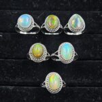 6 PCS Bulk Lot Ethiopian Fire Opal 925 Sterling Silver Rings (RS106-52)