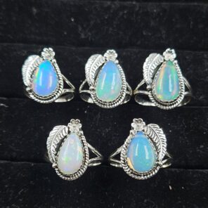 5 PCS Bulk Lot Ethiopian Fire Opal 925 Sterling Silver Rings (RS106-99)
