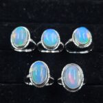 5 PCS Bulk Lot Ethiopian Fire Opal 925 Sterling Silver Rings (RS106-67)