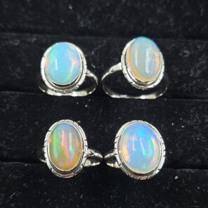 4 PCS Bulk Lot Ethiopian Fire Opal 925 Sterling Silver Rings (RS106-68)