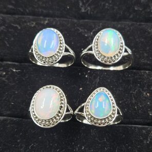 4 PCS Bulk Lot Ethiopian Fire Opal 925 Sterling Silver Rings (RS106-57)