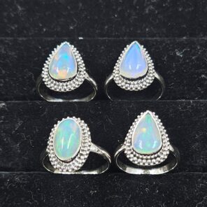 4 PCS Bulk Lot Ethiopian Fire Opal 925 Sterling Silver Rings (RS106-63)