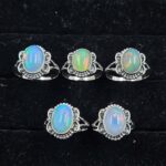 5 PCS Bulk Lot Ethiopian Fire Opal 925 Sterling Silver Rings (RS106-59)