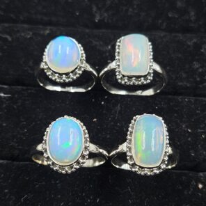 4 PCS Bulk Lot Ethiopian Fire Opal 925 Sterling Silver Rings (RS106-76)