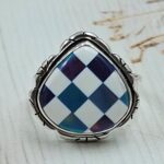 Aurora Opal Checkerboard Size US 9 925 Sterling Silver Rings (RS29-382)