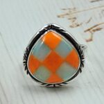 Aurora Opal Checkerboard Size US 6 925 Sterling Silver Rings (RS29-380)