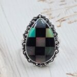 Aurora Opal Checkerboard Size US 7 925 Sterling Silver Rings (RS29-413)