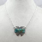 Mohave Turquoise 925 Sterling Silver Bar Necklace (RS74-73)