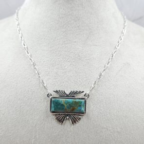 Mohave Turquoise 925 Sterling Silver Bar Necklace (RS74-73)
