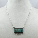 Mohave Turquoise 925 Sterling Silver Bar Necklace (RS74-74)