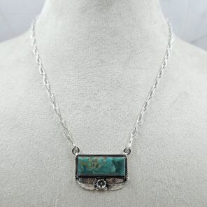 Mohave Turquoise 925 Sterling Silver Bar Necklace (RS74-74)