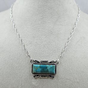 Mohave Turquoise 925 Sterling Silver Bar Necklace (RS74-75)