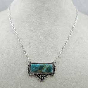 Mohave Turquoise 925 Sterling Silver Bar Necklace (RS74-76)