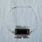 Black Onyx 925 Sterling Silver Bar Bracelet (RS74-93)
