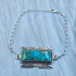 Mohave Turquoise 925 Sterling Silver Bar Bracelet (RS74-97)