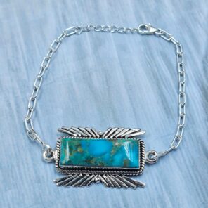 Mohave Turquoise 925 Sterling Silver Bar Bracelet (RS74-97)