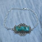 Mohave Turquoise 925 Sterling Silver Bar Bracelet (RS74-98)