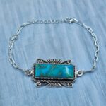 Mohave Turquoise 925 Sterling Silver Bar Bracelet (RS74-99)