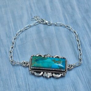 Mohave Turquoise 925 Sterling Silver Bar Bracelet (RS74-100)