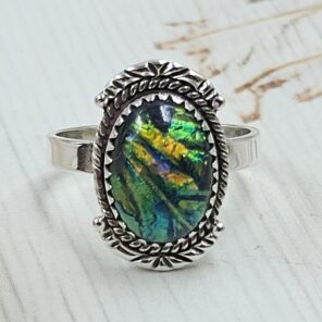 Sterling Opal Size US 9 925 Silver Ring (REXT25-115)