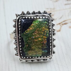 Sterling Opal Size US 10 925 Silver Ring (REXT25-116)