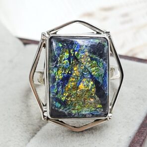 Sterling Opal Size US 9 925 Silver Ring (REXT25-106)