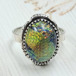 Sterling Opal Size US 10 925 Silver Ring (REXT25-123)