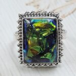 Sterling Opal Size US 10 925 Silver Ring (REXT25-124)