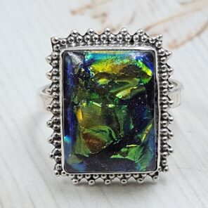 Sterling Opal Size US 10 925 Silver Ring (REXT25-124)