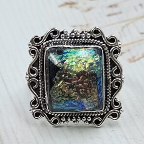 Sterling Opal Size US 9 925 Silver Ring (REXT25-103)