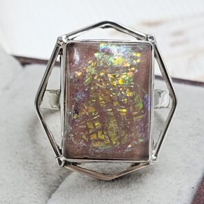 Sterling Opal Size US 9 925 Silver Ring (REXT25-102)