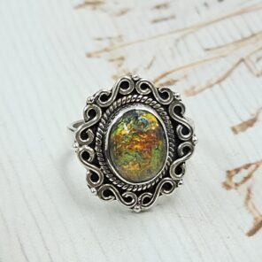 Sterling Opal Size US 6 925 Silver Ring (REXT25-43)
