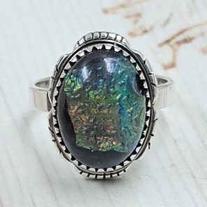 Sterling Opal Size US 8 925 Silver Ring (REXT25-80)