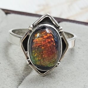 Sterling Opal Size US 9 925 Silver Ring (REXT25-100)