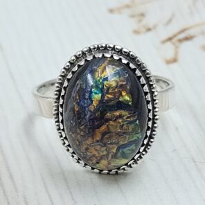 Sterling Opal Size US 10 925 Silver Ring (REXT25-133)