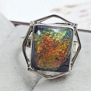 Sterling Opal Size US 8 925 Silver Ring (REXT25-82)