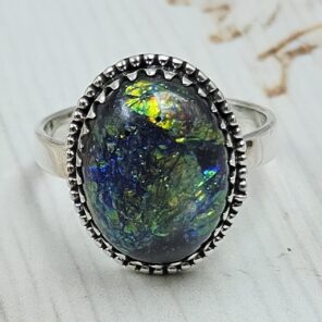 Sterling Opal Size US 10 925 Silver Ring (REXT25-130)