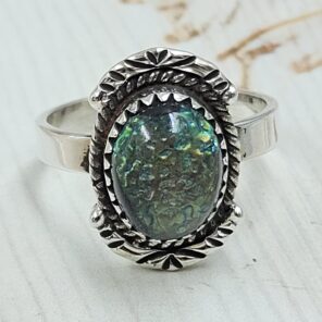 Sterling Opal Size US 8 925 Silver Ring (REXT25-90)