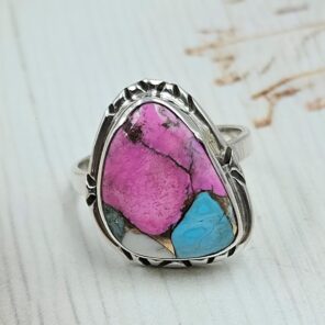 Cotton Candy Turquoise Size US 8 925 Sterling Silver Rings (RS8-569)