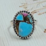 Cotton Candy Turquoise Size US 8 925 Sterling Silver Rings (RS8-518)