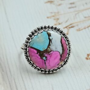 Cotton Candy Turquoise Size US 9 925 Sterling Silver Rings (RS8-535)