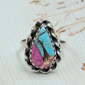 Cotton Candy Turquoise Size US 11 925 Sterling Silver Rings (RS8-567)