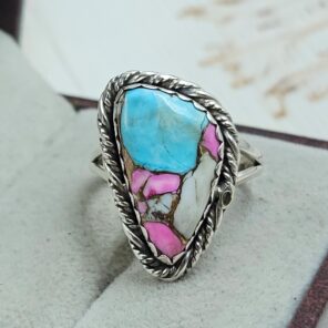 Cotton Candy Turquoise Size US 7 925 Sterling Silver Rings (RS8-565)