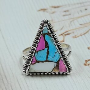 Cotton Candy Turquoise Size US 10 925 Sterling Silver Rings (RS8-539)