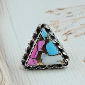 Cotton Candy Turquoise Size US 8 925 Sterling Silver Rings (RS8-527)