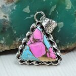 Cotton Candy Turquoise 1" 925 Sterling Silver Pendant (RS8-586)