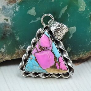 Cotton Candy Turquoise 1" 925 Sterling Silver Pendant (RS8-586)