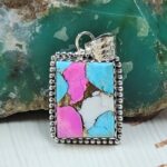 Cotton Candy Turquoise 1.25" 925 Sterling Silver Pendant (RS8-595)