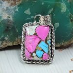 Cotton Candy Turquoise 1" 925 Sterling Silver Pendant (RS8-599)